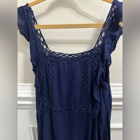 Free People Priscilla Navy Crochet Mini Dress sz S - Picture 8 of 10
